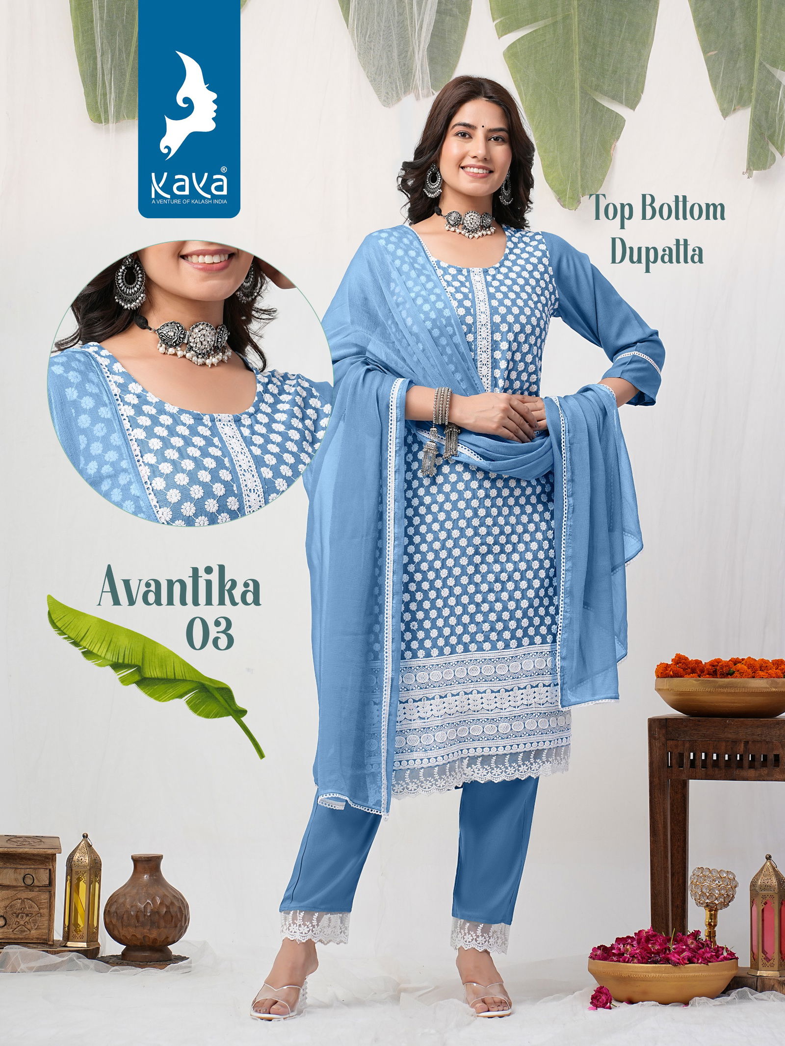 Avantika By Kaya Rayon Designer Kurti With Bottom Dupatta Wholesale Price In Surat